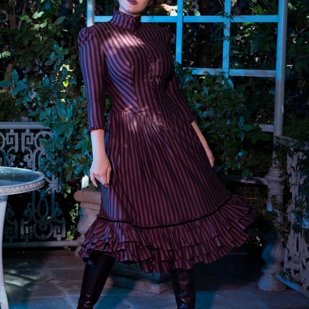 Elegant Striped Purple Dress